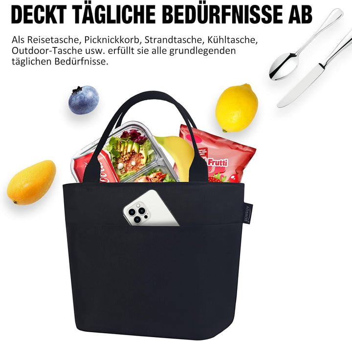 Kühltasche Klein Leicht Lunch Tasche Isoliertasche zur Arbeit Schule Faltbar Wasserdicht Reissversch