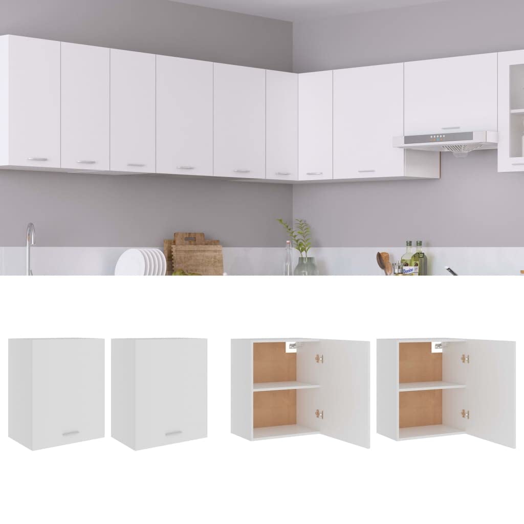 homiuse Hängeschränke 2 STK. Weiss 50x31x60 cm Holz KüChenschrank HäNgeschrank KüChe Vorratsschrank
