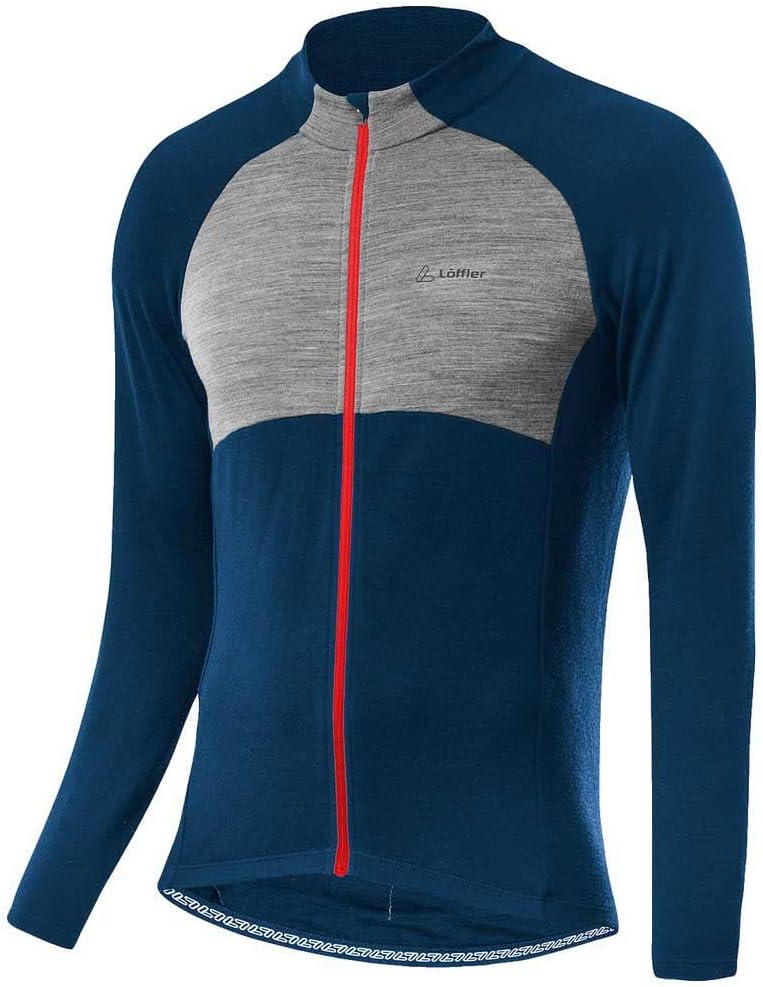 Löffler Pace Wool Langarm Fahrradtrikot Herren blau 2021 Radtrikot langärmlig 50 Blau, 50 Blau