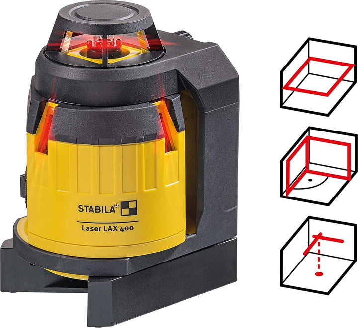 STABILA Kreuzlinienlaser LAX 400, selbstnivellierend, 360°-Horizontal-Linie, 2 Vertikal-Linien, Lotf