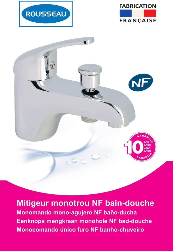 Rousseau 4056452 Einloch Mischbatterie für Badewanne/Dusche Chrom