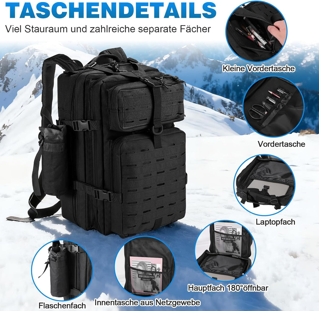 SHANNA Trekkingrucksack, Wanderrucksäcke Militärrucksack 45L Armee Rucksack MOLLE Assault Pack Takti