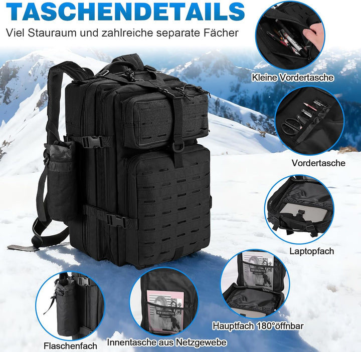 SHANNA Trekkingrucksack, Wanderrucksäcke Militärrucksack 45L Armee Rucksack MOLLE Assault Pack Takti