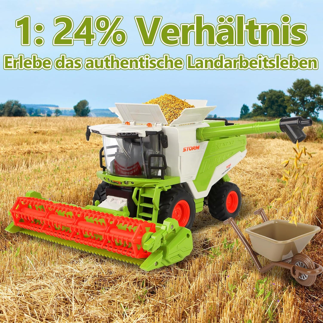 Charmofun Ferngesteuerter Mähdrescher, Mähdrescher Spielzeug Gross, RC Harvester Traktor mit Licht u