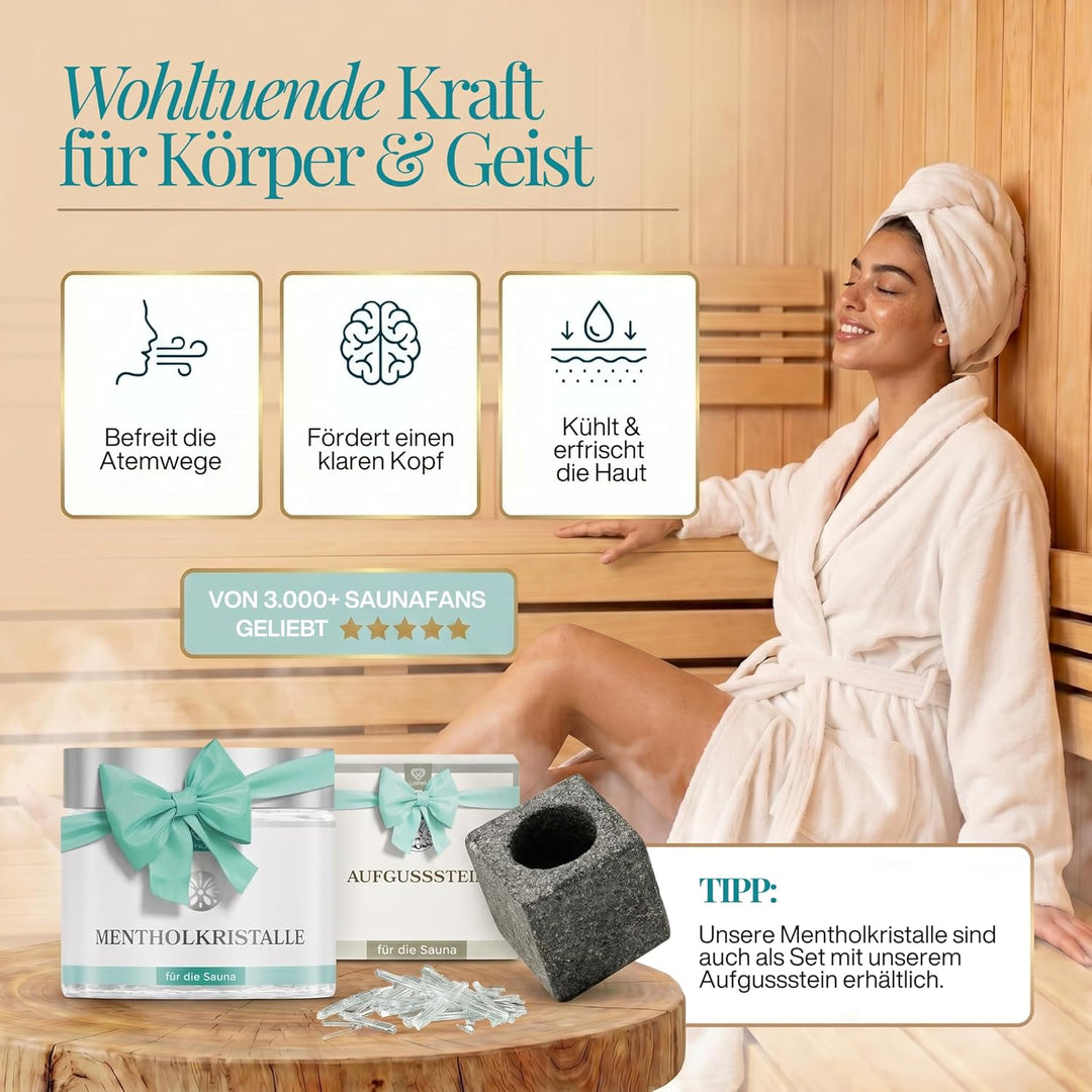 LoWell® 200g Mentholkristalle aus 100% reiner Minze - Ideal als Sauna Aufgussmittel für die Sauna in