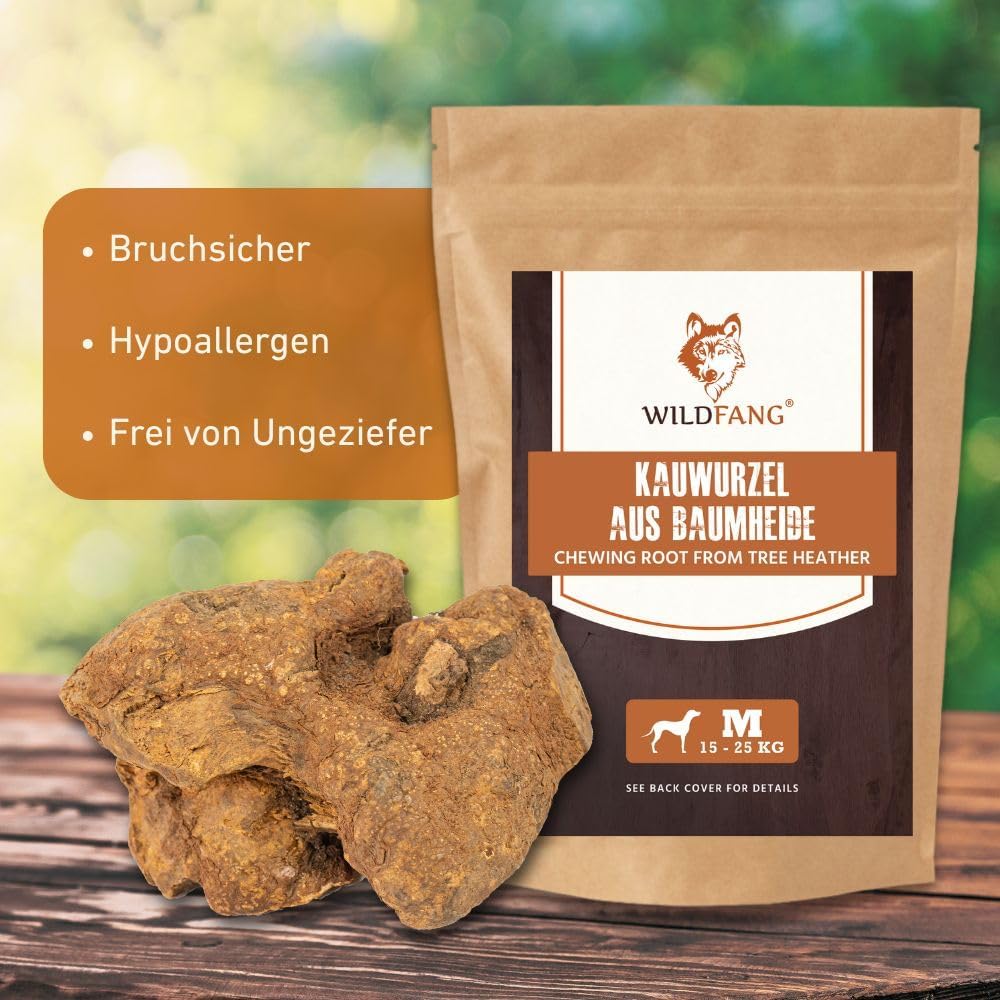 Wildfang® Kauwurzel aus der Baumheide für Hunde, Zahnpflege & Kaumuskel Training, Natürliches Kauspi