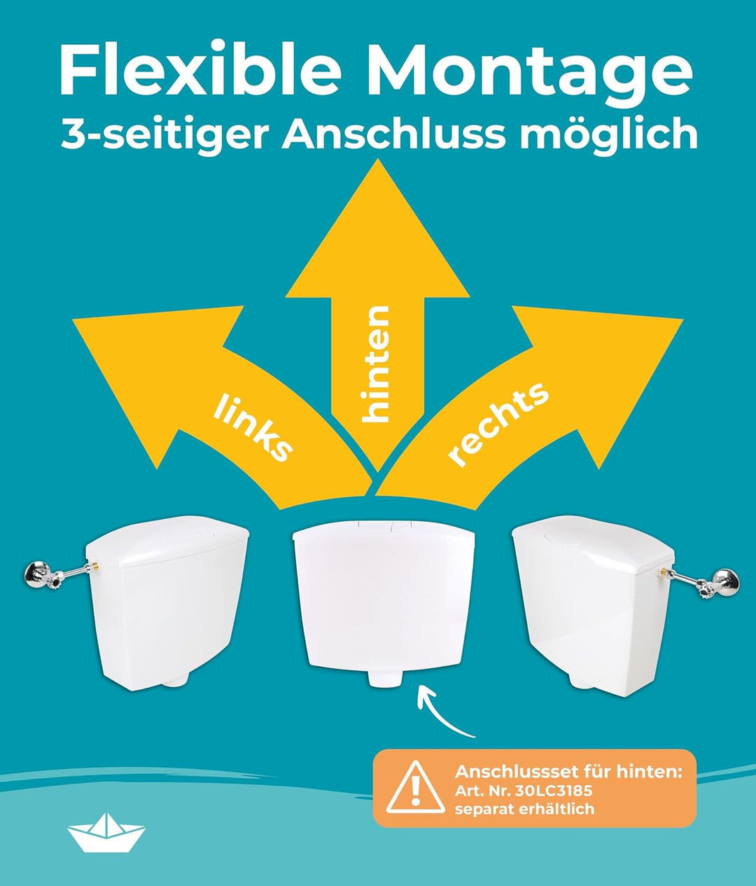 Calmwaters® Premium Spülkasten WC - Made in EU - wassersparend - 2-Mengen-Spülung - Aufputz Spülkast