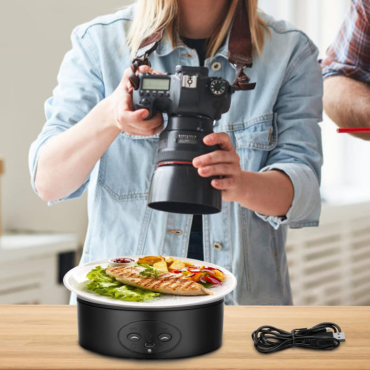 Drehteller Elektrisch, 13CM 5KG Automatische Drehplattform 360° Drehbar Ständer Elektrischer drehtel