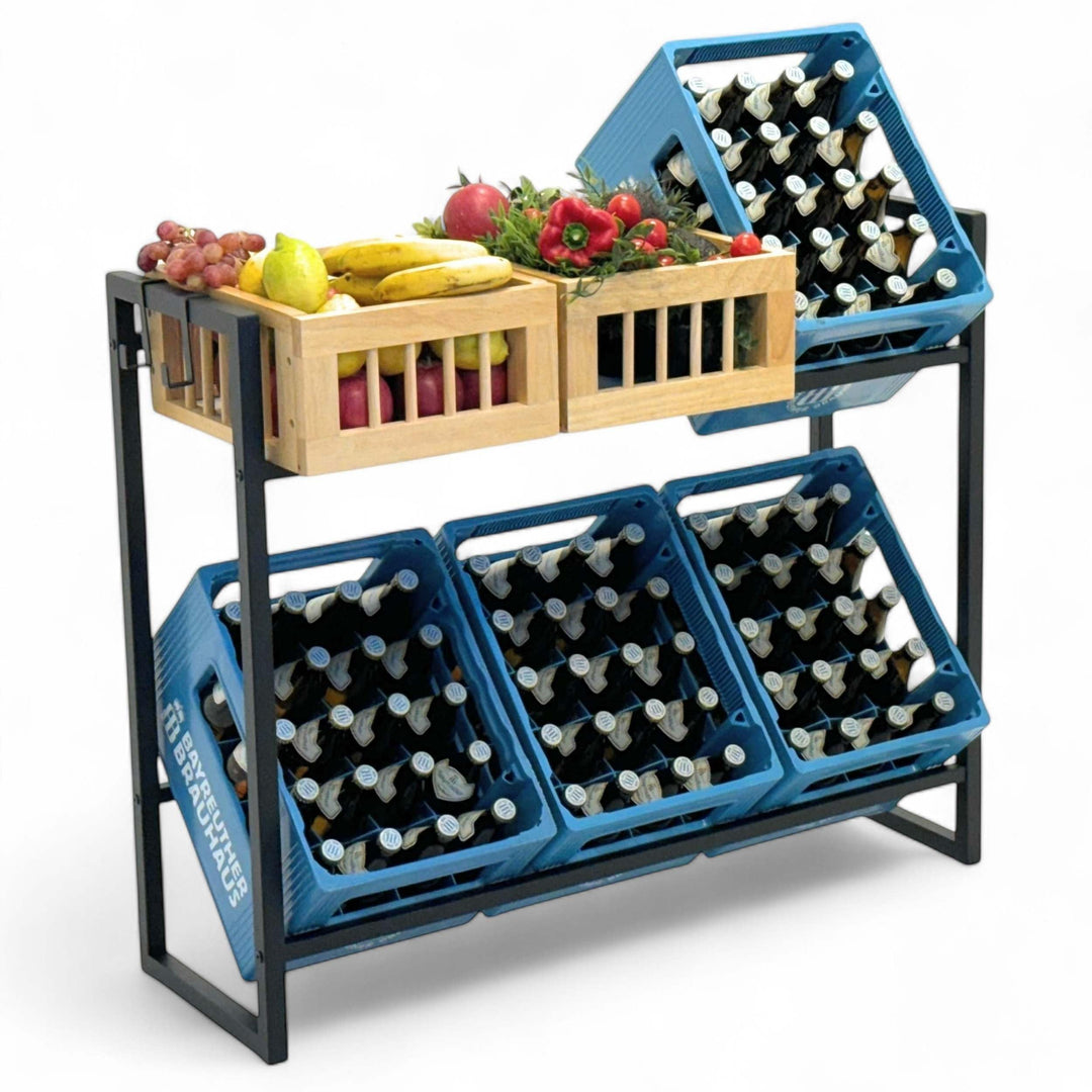 DanDiBo Getränkekistenregal 6 Kisten mit Gitter Haken 100 cm Metall 96598 Getränkeregal Kistenregal