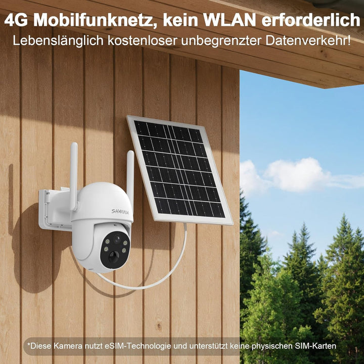 [Lebenslange Kostenlose Unbegrenzte Daten] 4G LTE Überwachungskamera mit eSIM Karte,2K LTE Kamera oh