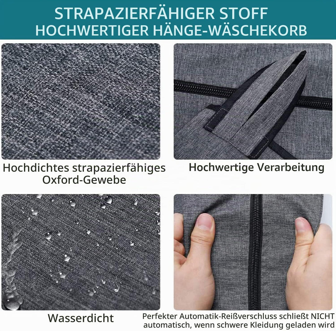 KINGSUSLAY Hängender Wäschekorb, Hängender Wäschekorb mit Aufhängehaken, platzsparender hängender Wä