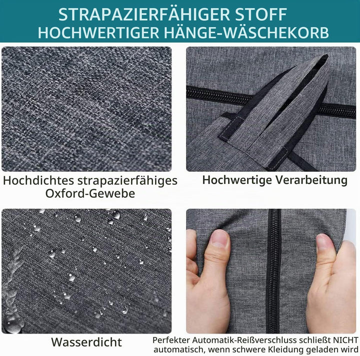 KINGSUSLAY Hängender Wäschekorb, Hängender Wäschekorb mit Aufhängehaken, platzsparender hängender Wä