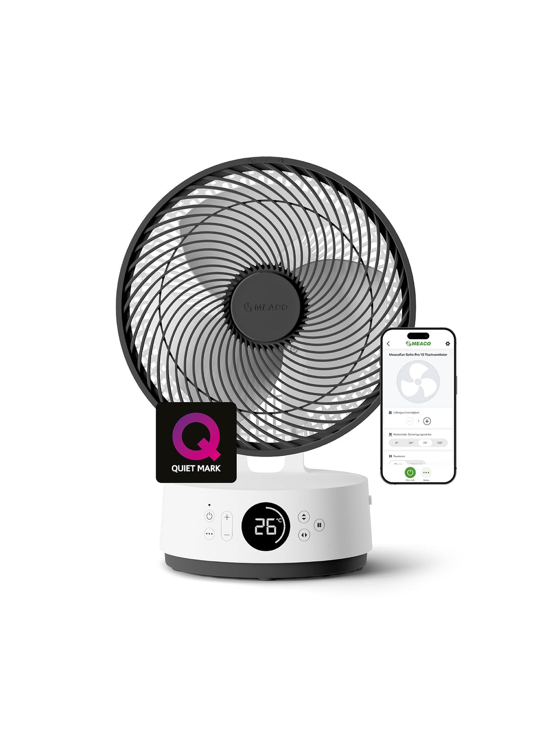 MEACO MeacoFan Sefte® 10 Pro – Akku-Tischventilator, 25 dB leise, 40 Std. Laufzeit, 1150 m³/h Luftle