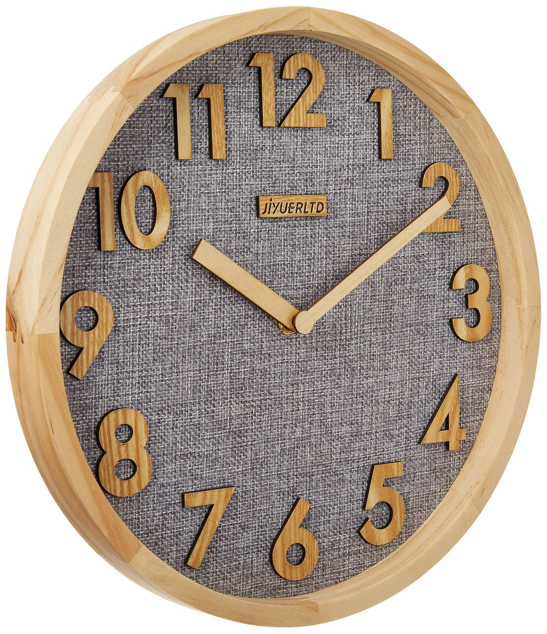 JIYUERLTD 30cm Wanduhr Leise Küchenuhr Nicht-Ticken Quarz-Wanduhren Hölzerne Zahlen 3D Anzeige, Holz