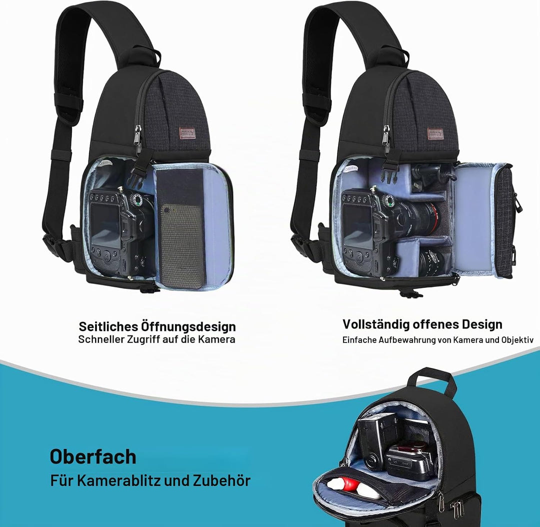MOSISO Kameratasche Brust, DSLR/SLR/Spiegellose Kamera Rucksack Tasche Stossfester Fotografie Rucksa