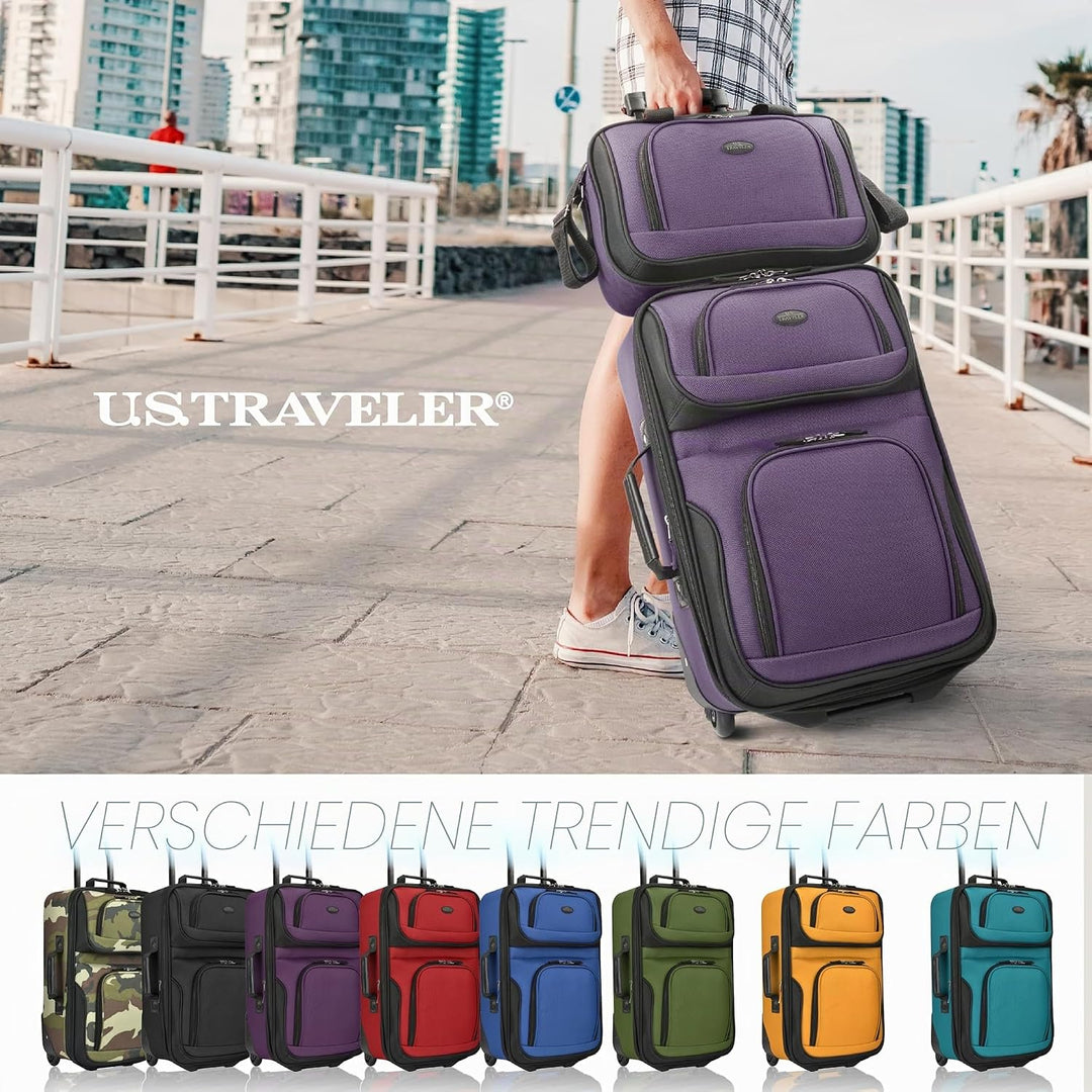 U.S. Traveler Rio Handgepäck-Set aus robustem Stoff, erweiterbar, violett, 2 Wheel, Rio Reisegepäck-