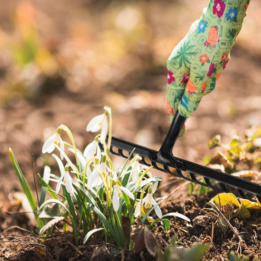 KADAX Gartenharke ohne Stiel, Gartenrechen aus Metall, Rasenrechen für Gartenpflege, Robuste Rasenha
