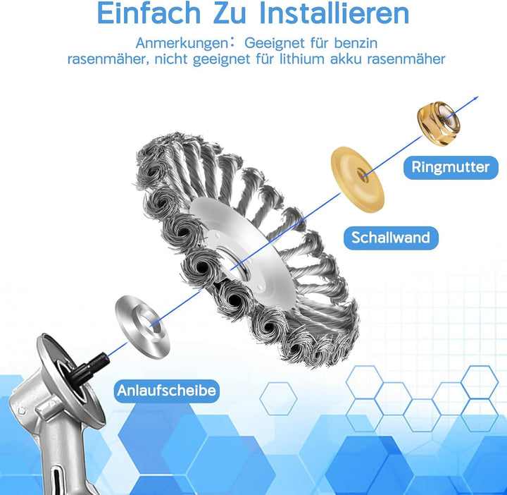 Profi Unkrautbürste für Freischneider mit 25,4mm Bohrung, 6 Zoll CS07-15, CS07-15