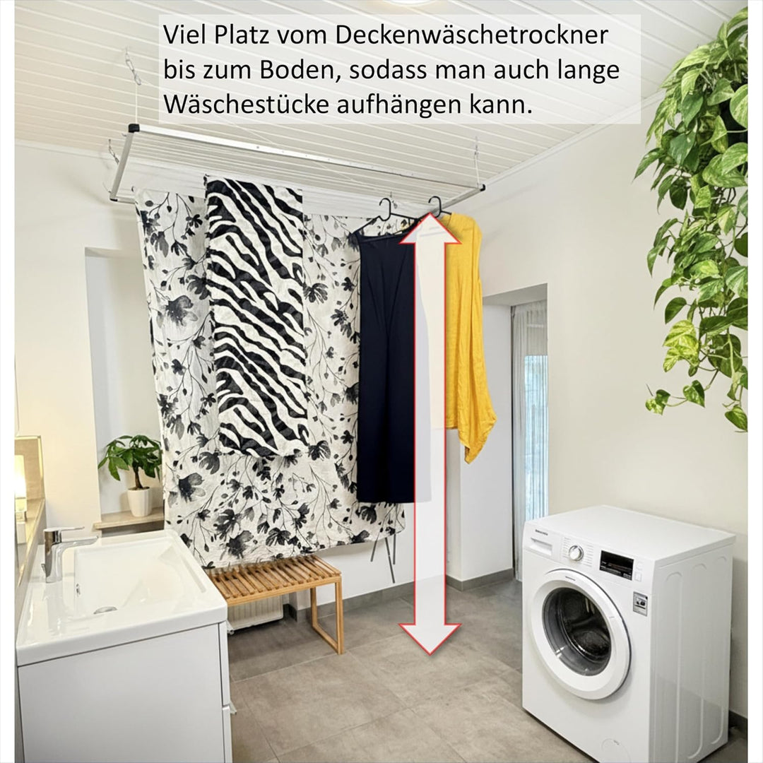Flex UP Deckenwäscheständer - Deckentrockner ausziehbar - Wäscheständer für die Decke – für Badewann