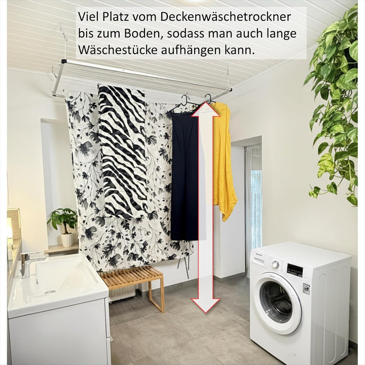 Flex UP Deckenwäscheständer - Deckentrockner ausziehbar - Wäscheständer für die Decke – für Badewann