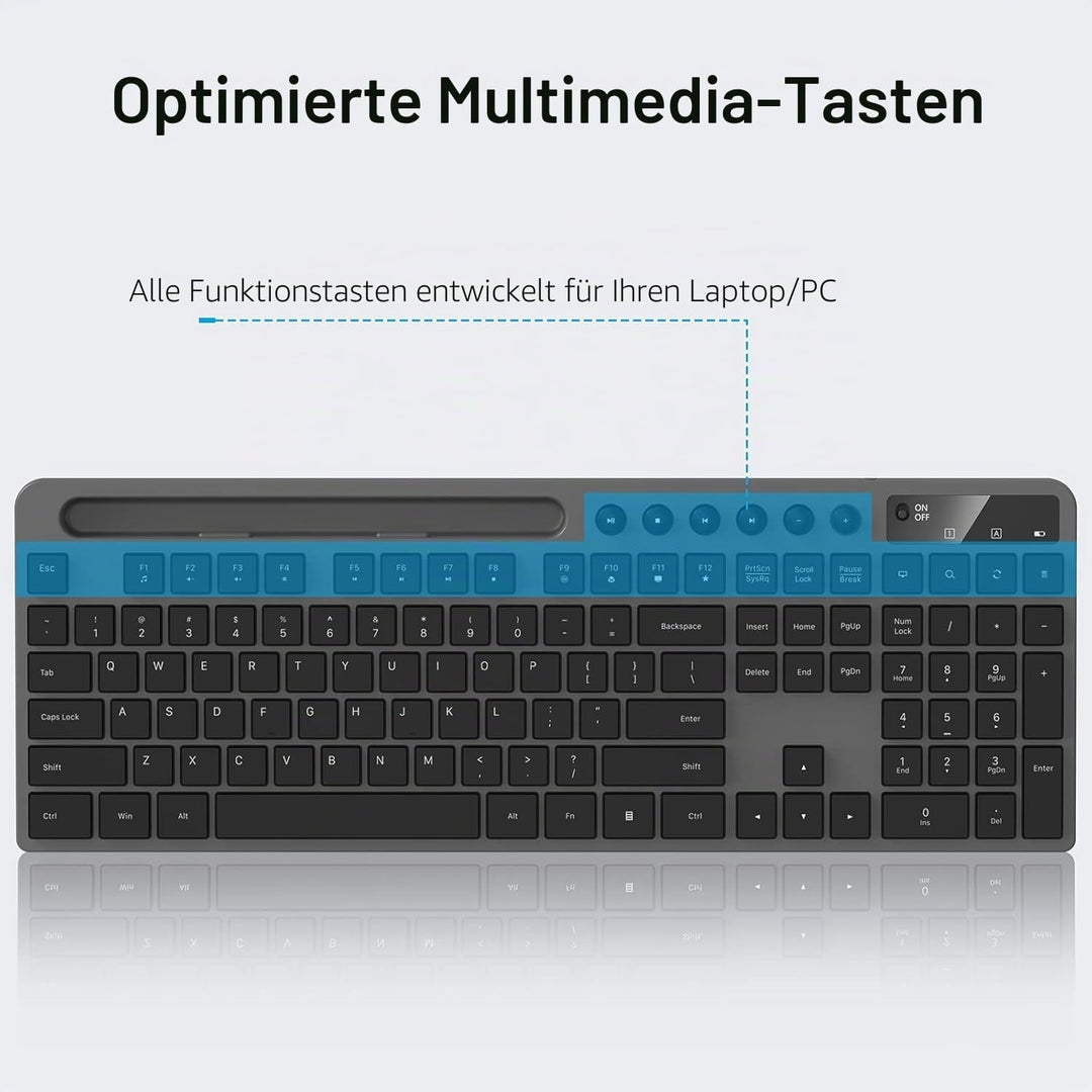 MARVO Kabelloses Tastatur und Maus Set, 2.4G Wireless, Englisches QWERTY-Layout, Ergonomisch, mit Sm