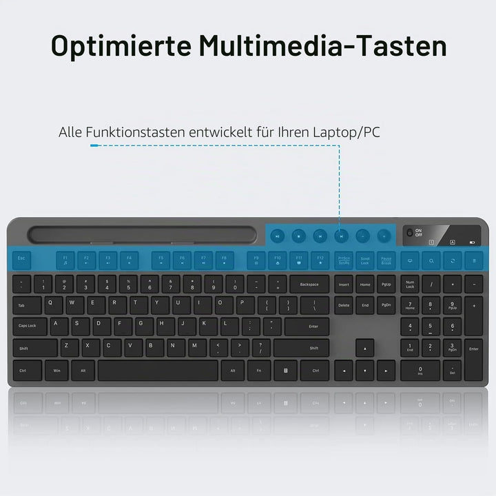 MARVO Kabelloses Tastatur und Maus Set, 2.4G Wireless, Englisches QWERTY-Layout, Ergonomisch, mit Sm