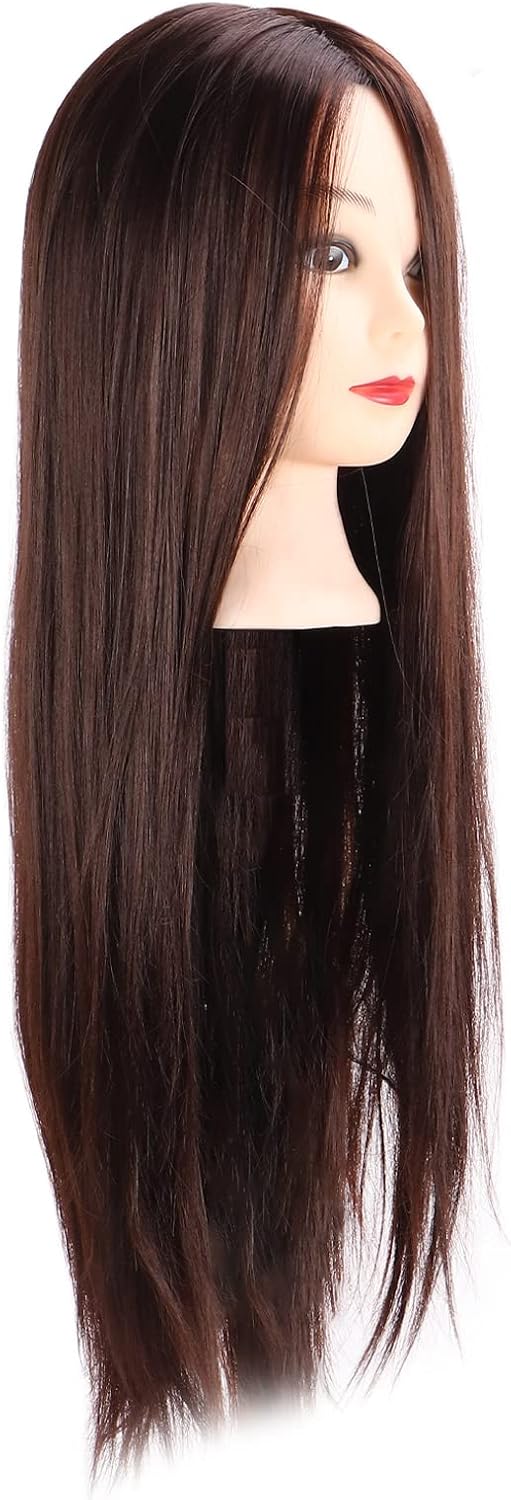 Bonbela Haar Schaufensterpuppen Kopfhaarstyling Kopf Haar Übung Kopf mit Hohen Synthetischen Geraden