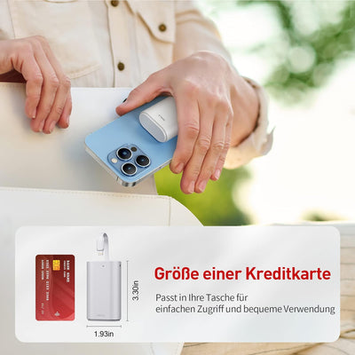 iWALK Klein Power Bank 9000mAh, Tragbares Externes Ladegerät mit Integrierte Kabel Mini Fast Charge