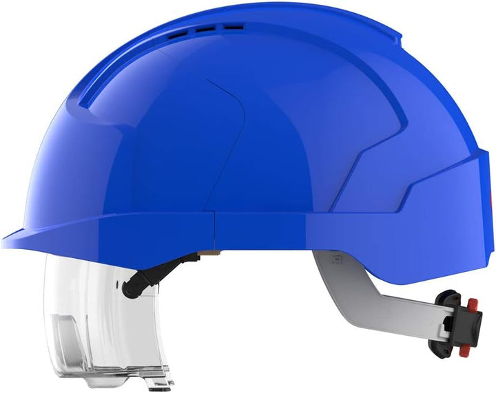 JSP EVO VISTAlens Sicherheitshelm mit integrierter Schutzbrille JSP AMB170-006-F00, Blau/Blau (280-E