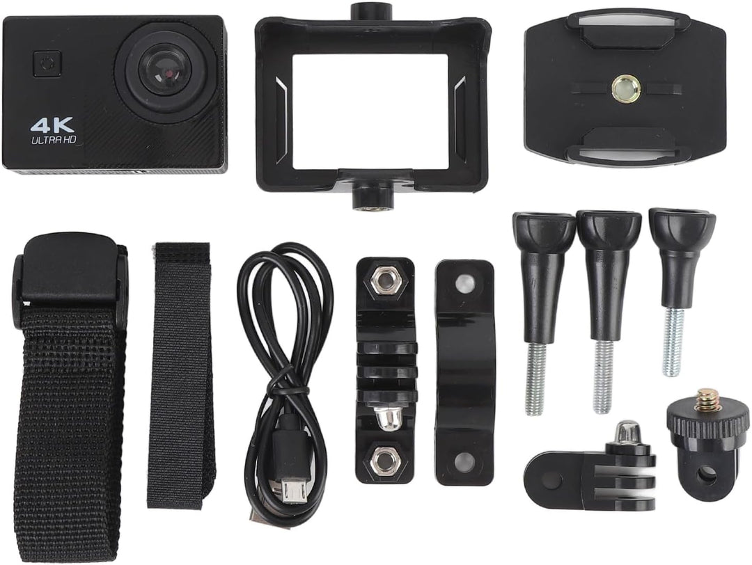 Action Kamera 4K HD, Radfahrkamera mit 2" IPS Display, 170° Weitwinkel, Elektronische Stabilisierung
