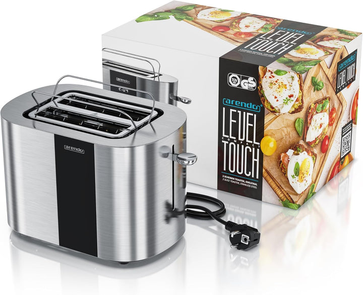 Arendo - Edelstahl Toaster 2 Scheiben - Touchscreen – Doppelwandgehäuse – 800 W – Integrierter Brötc