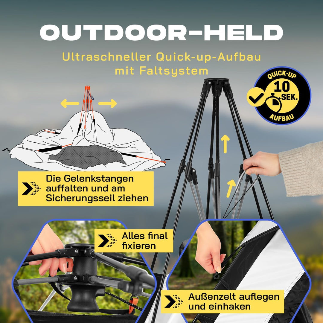 Lumaland Camping Zelt | Leichtes Pop Up Wurfzelt | 2-4 Personen Kuppelzelt | Trekking &amp; Festival Igl