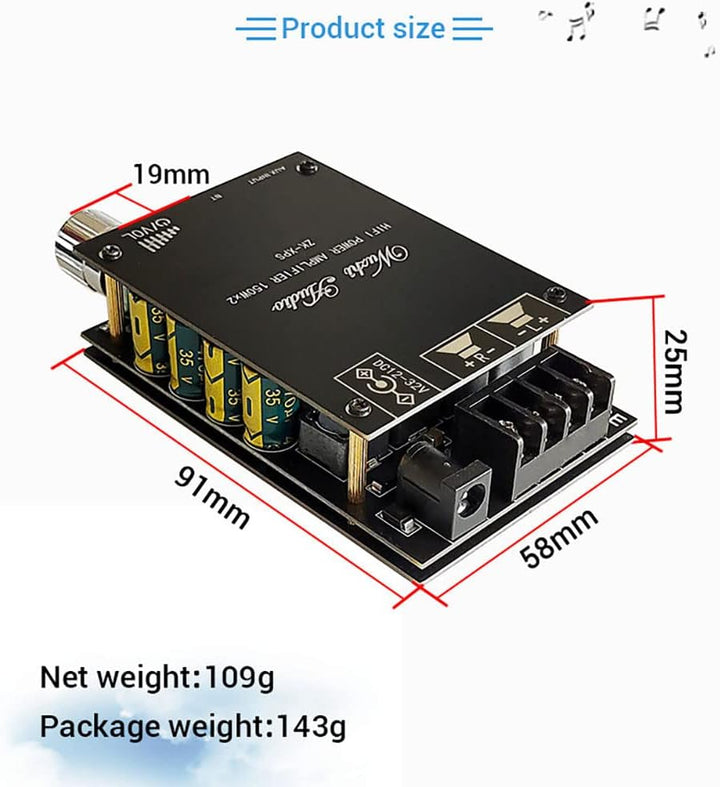 WANGCL ZK-XPS 150W + 150W TDA7498E Audio-Leistungsverstärker Equalizer BT 5.0 Stereo Subwoofer HiFi