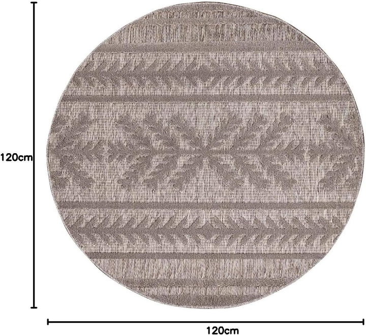 carpet city In-& Outdoor Teppich - Rund 120 cm - für Innen-& Aussenbereich - Wetterfest Balkon-Teppi