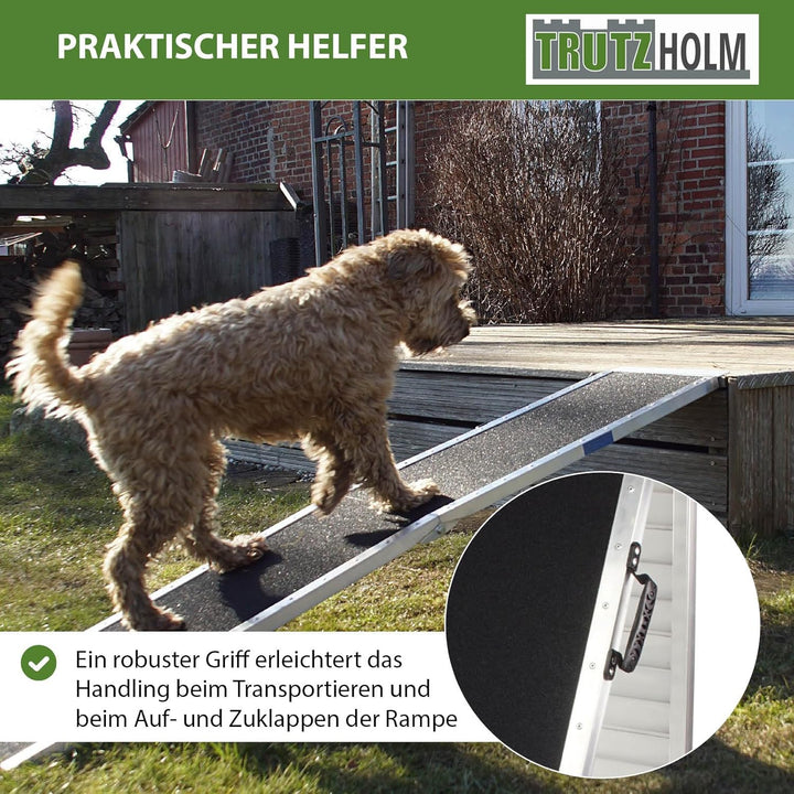 TRUTZHOLM Hunderampe klappbar 183 cm Traglast 180 kg Alu grau schwarz beschichtet Tierrampe Tasche