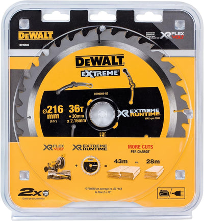 Dewalt XR Extreme Runtime Kreissägeblatt DT99569 (216/30 mm, 36 WZ/FZ, 7°, für feine Schnitte, für d