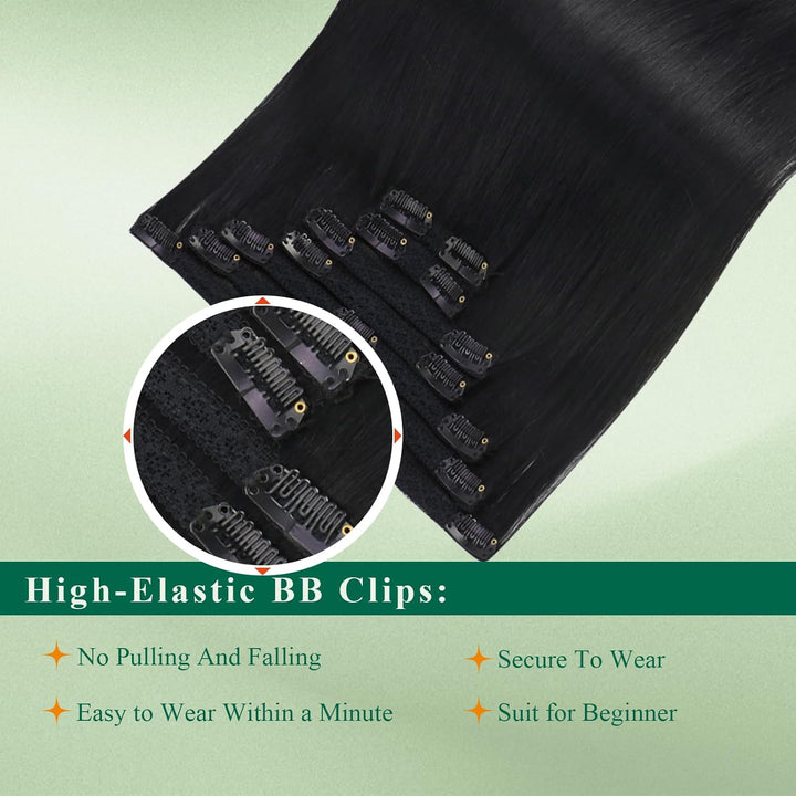 Easyouth Clip in Extensions Echthaar Schwarz Remy Extensions Clip in Echthaar 12 Zoll 70g Haarverlan