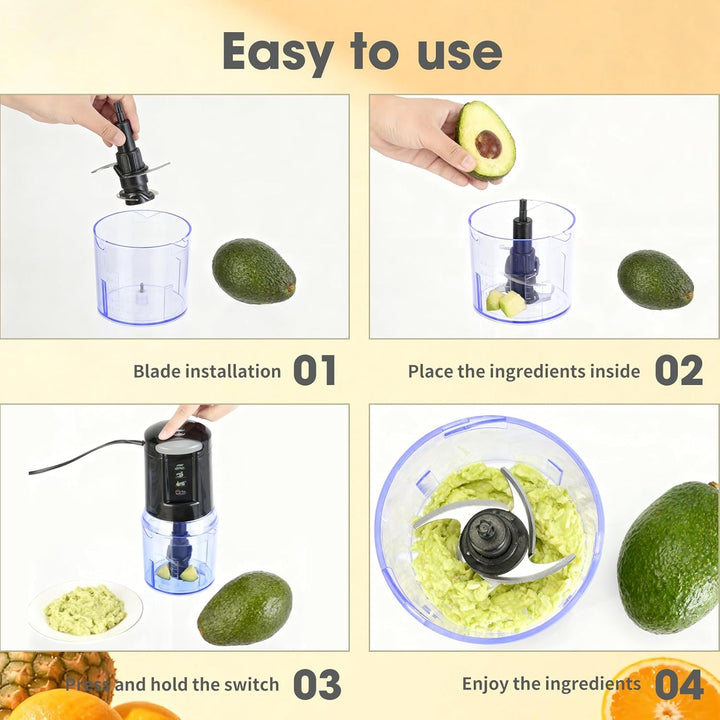 VIANTO Elektrischer Multizerkleinerer 300W Küchenzerkleinerer, Mixer & 500ml Behälter - Ideal für Ge