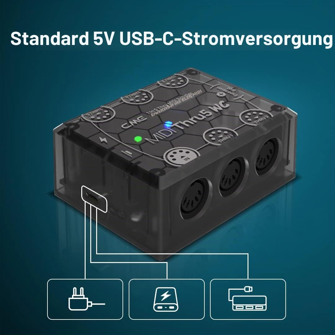 CME MIDI Thru5 WC - 1-in-5-out MIDI Interface - High-Speed MIDI Thru für die Übertragung aller MIDI-