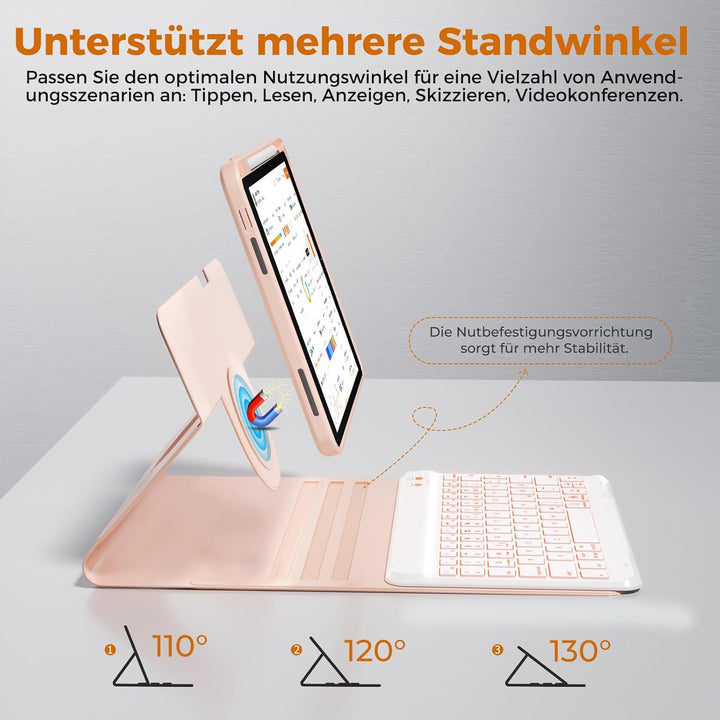 OYEEICE Hülle mit Tastatur für iPad 9/8 /7 Generation 10,2 Zoll, Vergrösserte Anti-Falloff Tastenkap