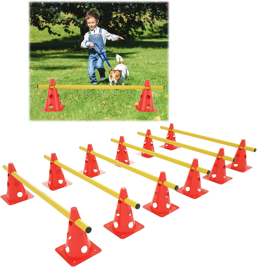 JOIEYOU Steckhürdenset 6er Agility Sports Höhenverstellung für Fussball Training Koordinationstraini