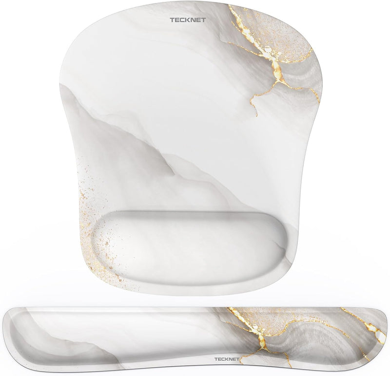 TECKNET Mauspad mit Handauflage, Gelkissen Mousepad und Ergonomische Memory Foam Tastatur Handgelenk