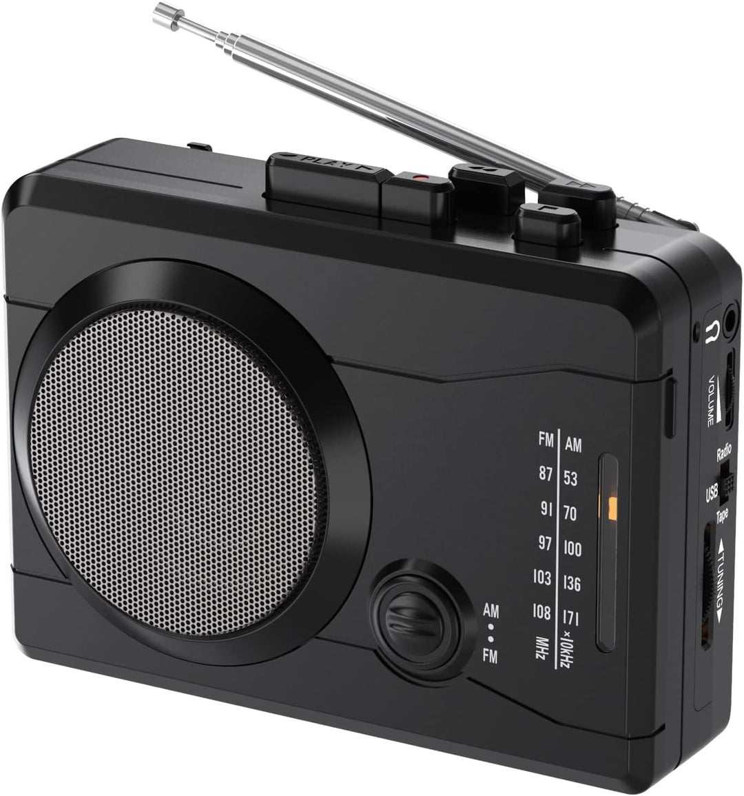 DIGITNOW!Kassettenrekorder USB Kassetten Digitalisieren mit Lautsprecher & Mikrofon, Radio FM/AM,Enc