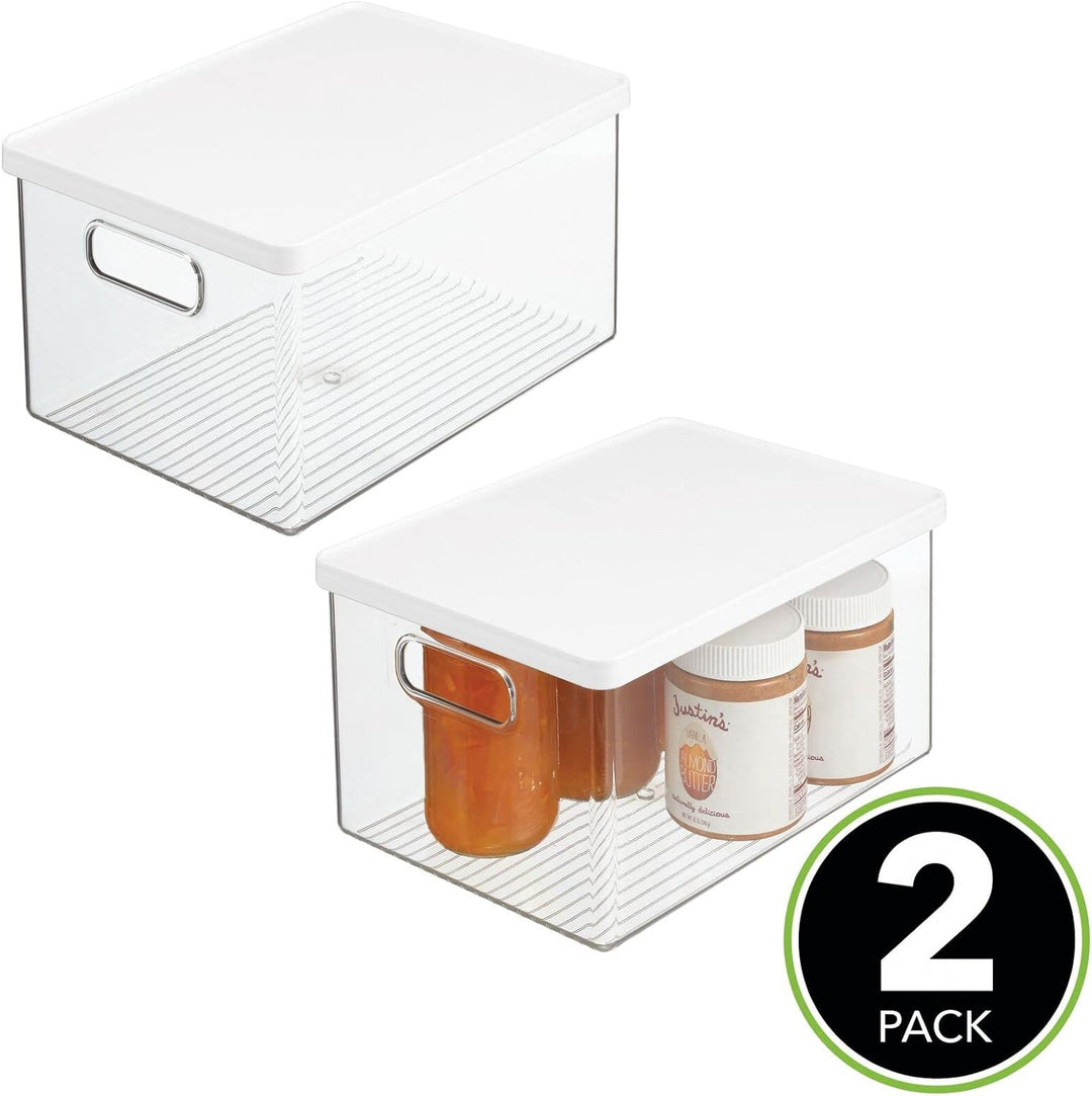 mDesign 2er-Set Kühlschrankbox – Kühlschrank Vorratsdose mit Griffen und abnehmbarem Deckel – lebens