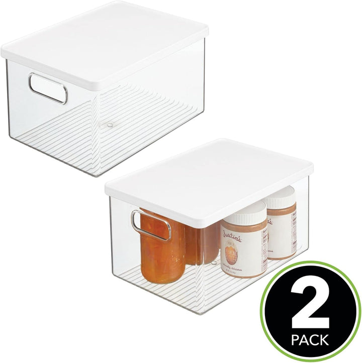 mDesign 2er-Set Kühlschrankbox – Kühlschrank Vorratsdose mit Griffen und abnehmbarem Deckel – lebens