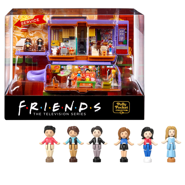 Polly Pocket Friends Schatulle - Central-Perk-Kaffeetasse, 6 Hauptdarsteller, 9 Zubehörteile, 3 Frie