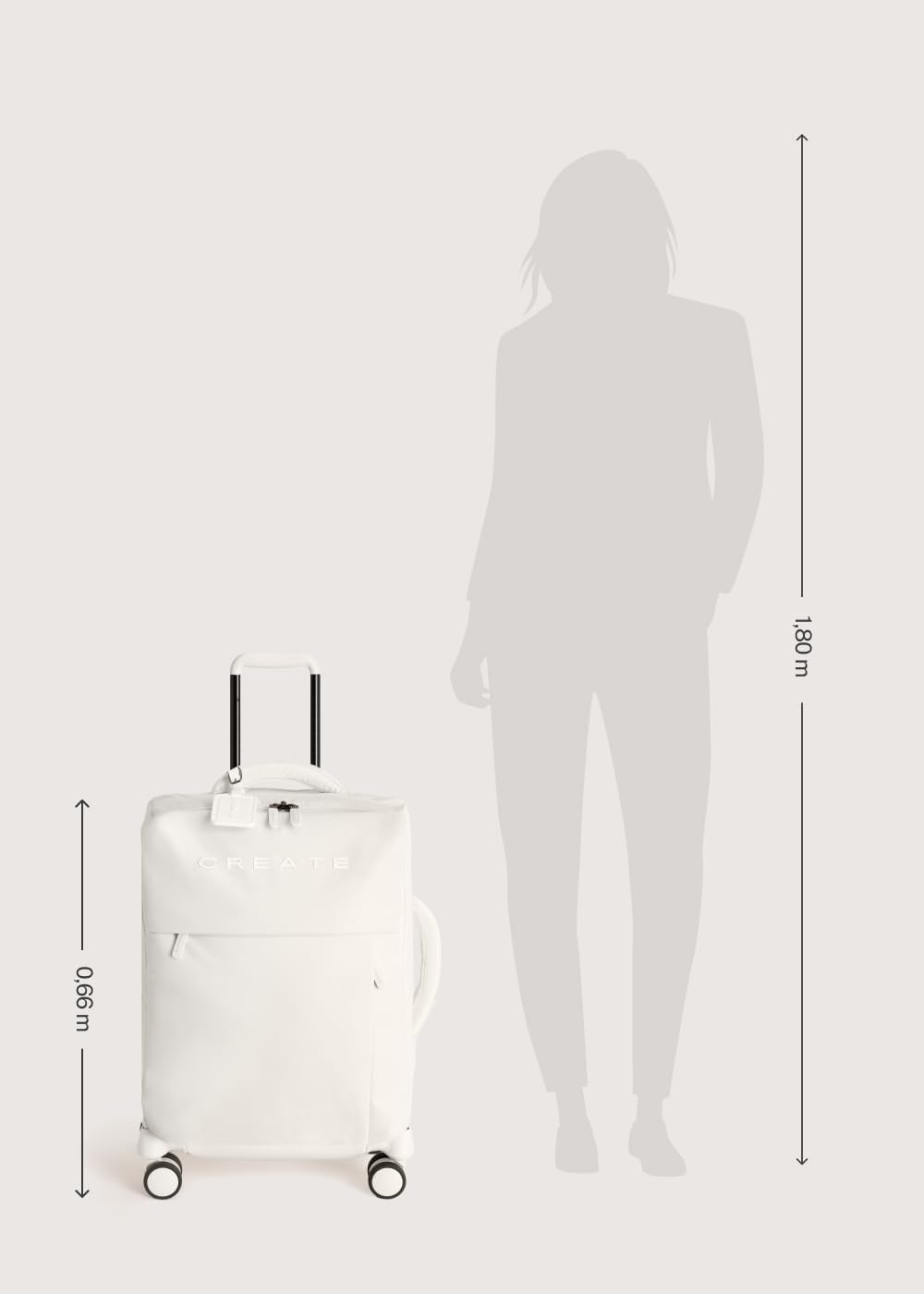 CREATE / Luggage Studio Soft/Polyester Soft Koffer Cremeweiss / 47x25.5x65cm / TSA Vorhängeschloss,