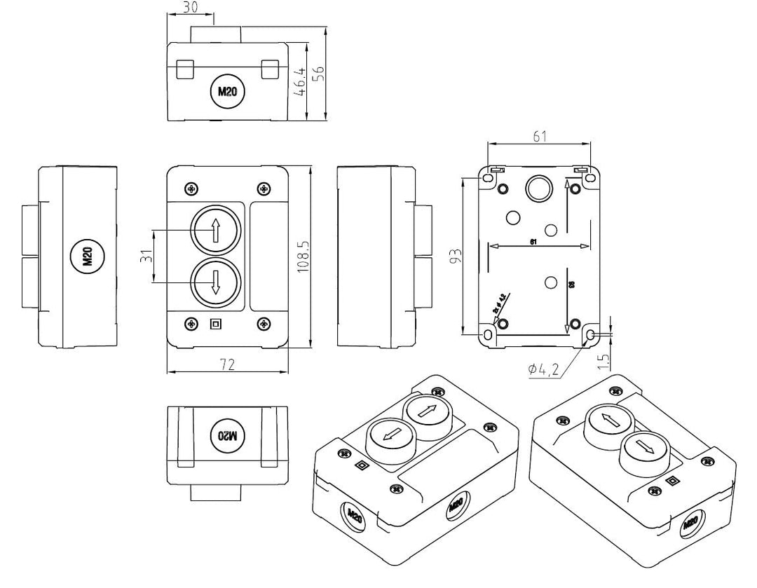 geba KDT 2C Drucktaster, verdrahtet schwarz/grau