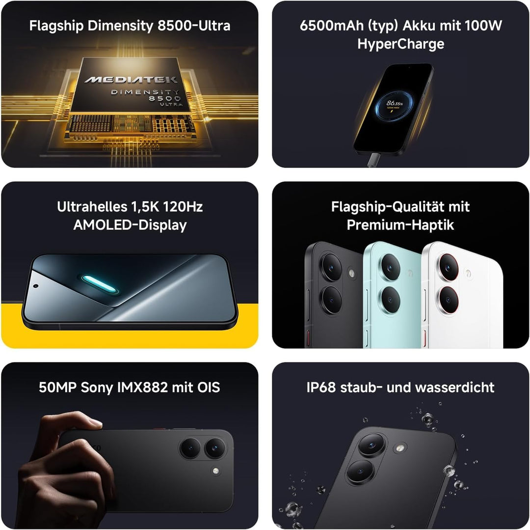 XIAOMI Poco X8 Pro Smartphone 8GB+256GB, Dimensity 8500-Ultra Prozessor, 6500mAh Akku, Ultra-helles