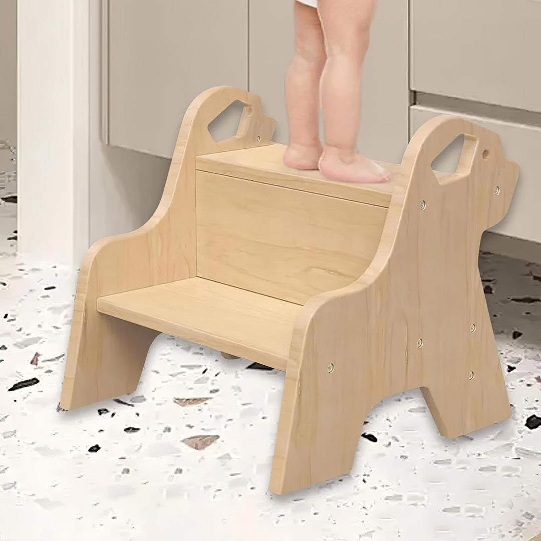 Tritthocker für Kinder mit 2 Stufen, Kindertreppchen Schemel Kinderhocker mit Griffen und Anti-Rutsc